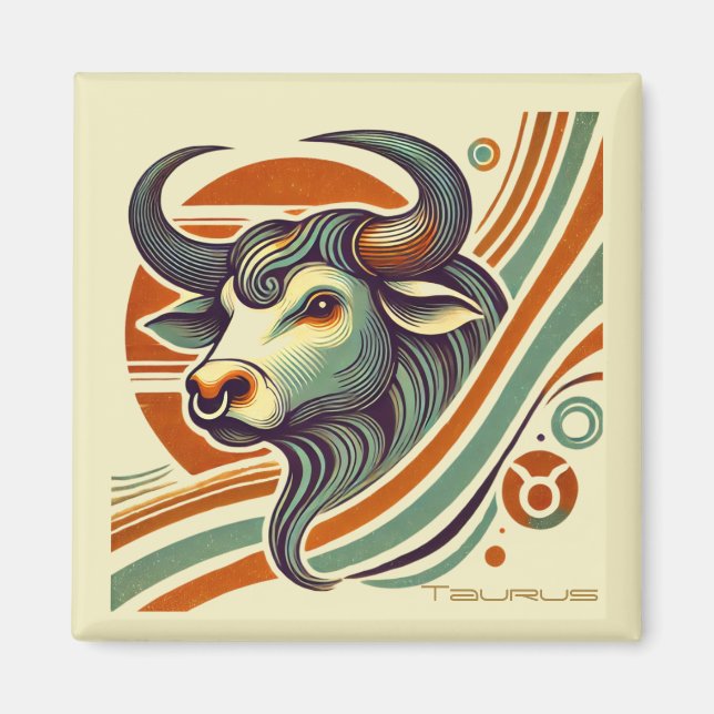 Imã Taurus Zodiac Vintage Magnet (Frente)