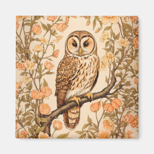 Imã Tawny Owl Peach Blossoms William Morris Inspirado