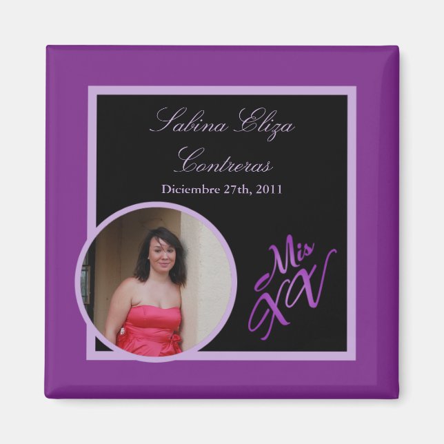 Imã {TBA} 2"x2" Mis XV Lançamento Roxo (Frente)