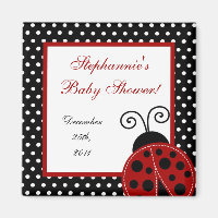 {TBA} 2"x2" Red Ladybug Party Favor Magnet