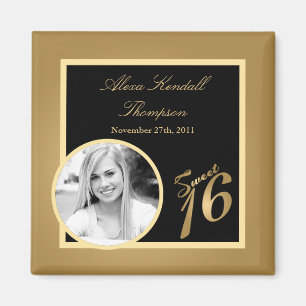 Imã {TBA} 2"x2" Sweet 16 Dourado Magnet