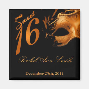 Imã {TBA} 2"x2" Sweet 16 Orange Favor Magnet