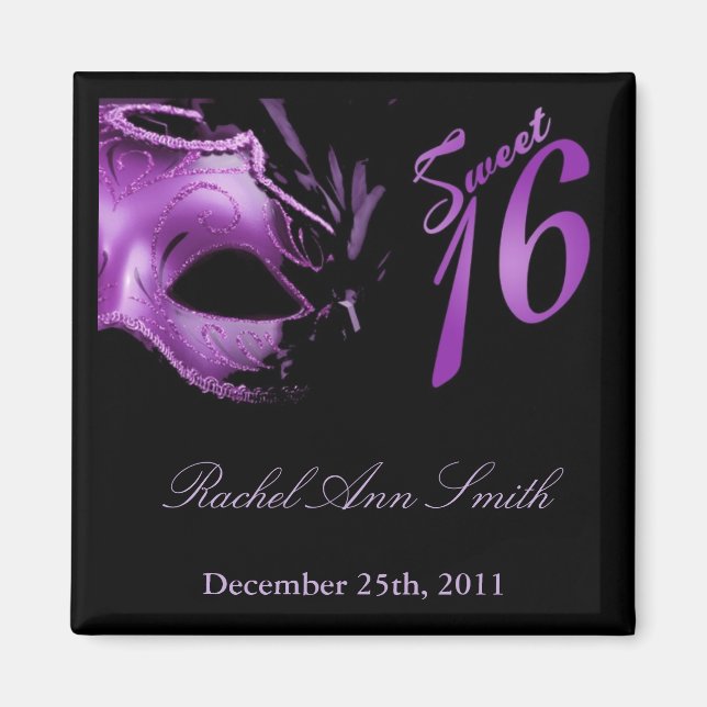 Imã {TBA} 2"x2" Sweet 16 Purple Lilac Favor Magnet (Frente)