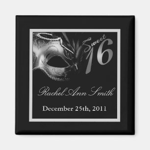 Imã {TBA} 2"x2" Sweet 16 Silver Favor Magnet
