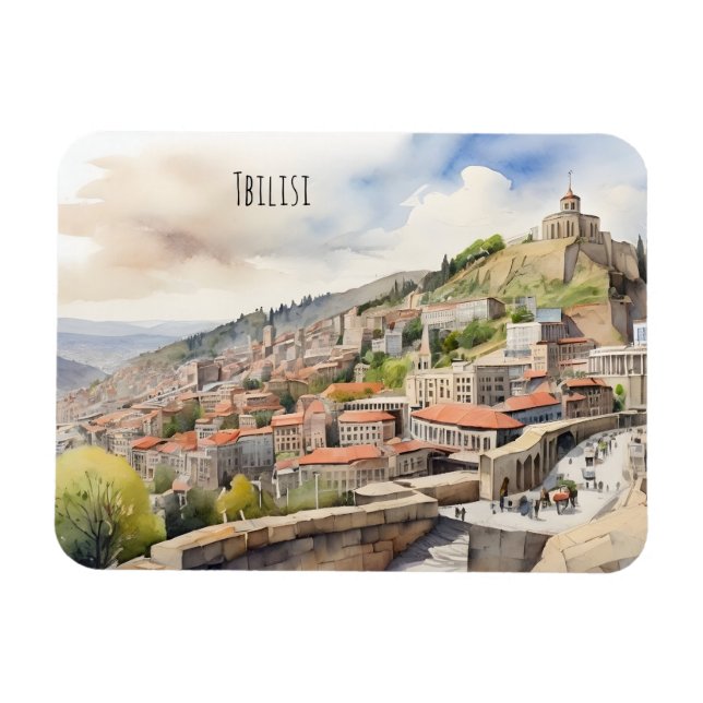 Ímã Tbilisi watercolor art (Horizontal)