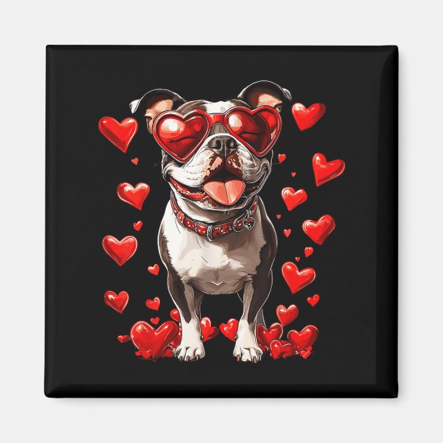 Imã Tbull Heart Gles Cute Ttie Valentines Day Dog Love (Frente)