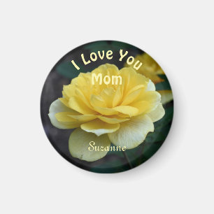 Imã Te Amo Mãe Flor Amarelo Rosa Personalizada