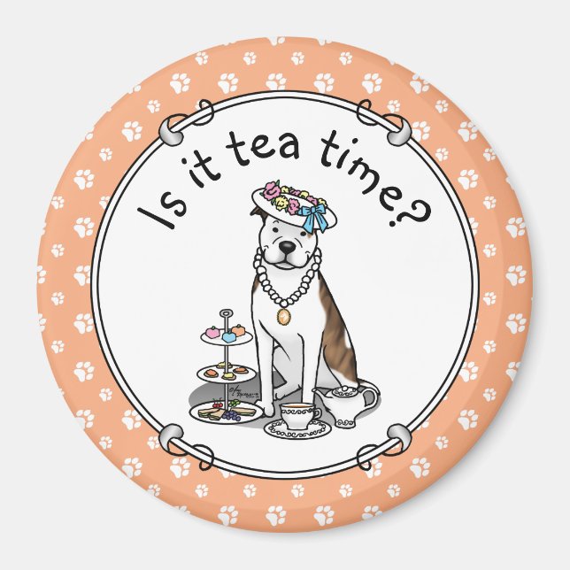 Imã Tea Party Pit Bull (lt brindle white 3) (Frente)