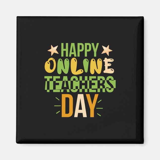 Imã Teacher Art Happy Online Teacher Day (Frente)