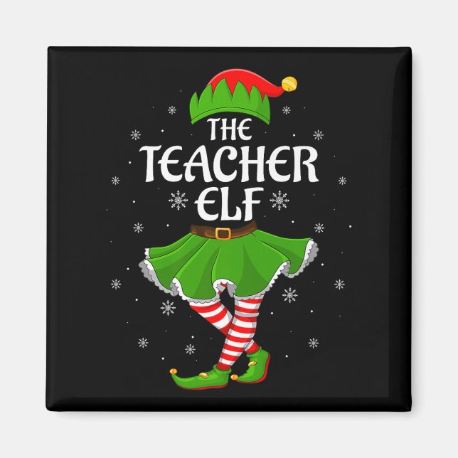 Imã Teacher Elf Christmas Family Girls Women Elf Squad (Frente)