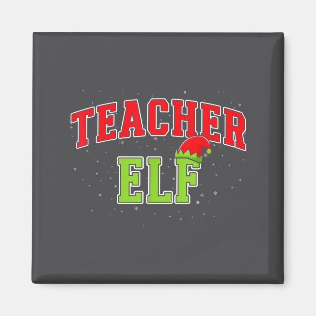 Imã Teacher Elf Christmas Family Matching Group Xmas T (Frente)