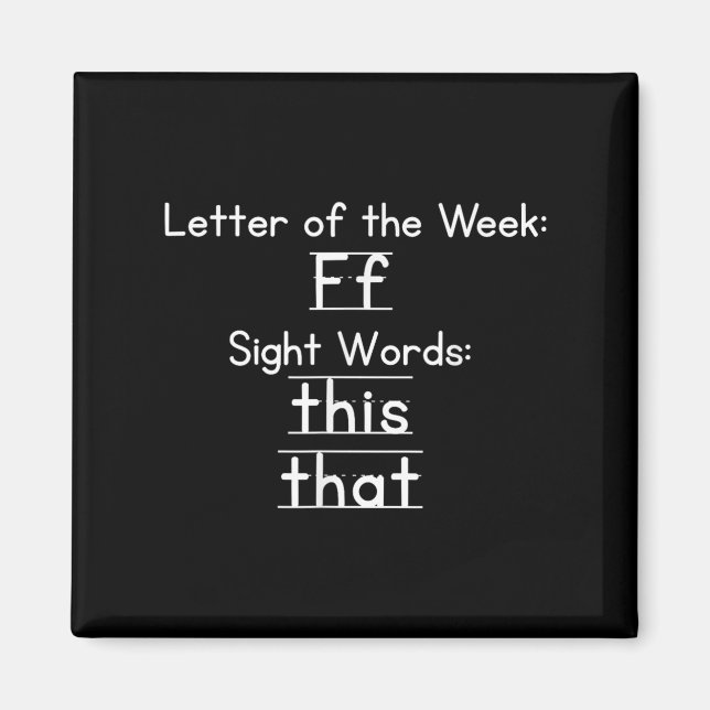 Imã Teacher Letter Of The Week F Sight Words This That (Frente)