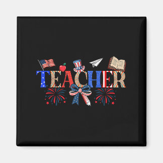 Imã Teacher Patriotic 1776 Independence Day Artwork