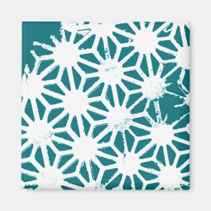 Imã Teal and white geometric pattern