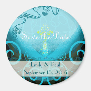 Imã Teal Aqua Calla Lily Save the Date Magnet