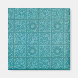 Imã Teal Azulejo Pattern (por William Morris)