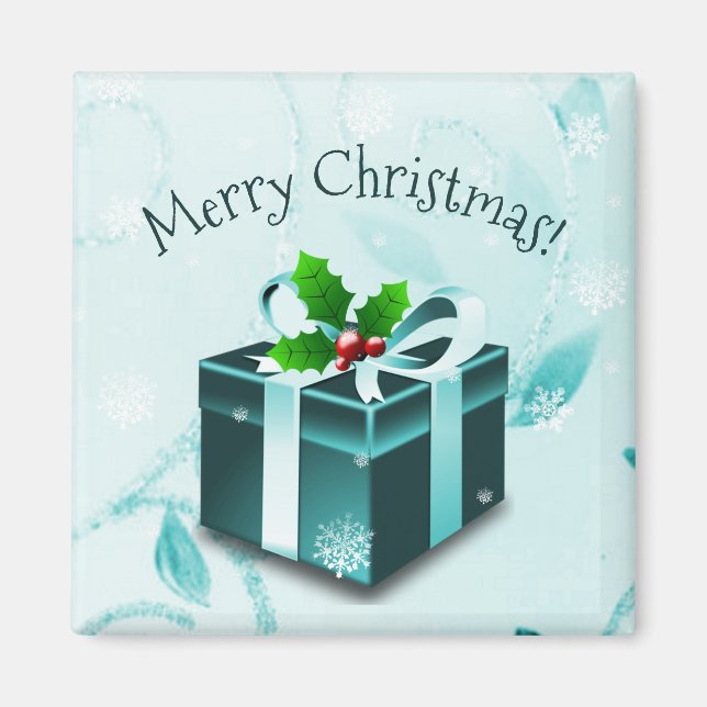 Imã Teal Christmas Gift Magnet (Frente)