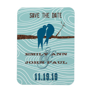 Ímã Teal Cute Beijando Pássaros Apaixonados Sentados e