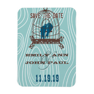 Ímã Teal Cute Beijando Pássaros Apaixonados Sentados n