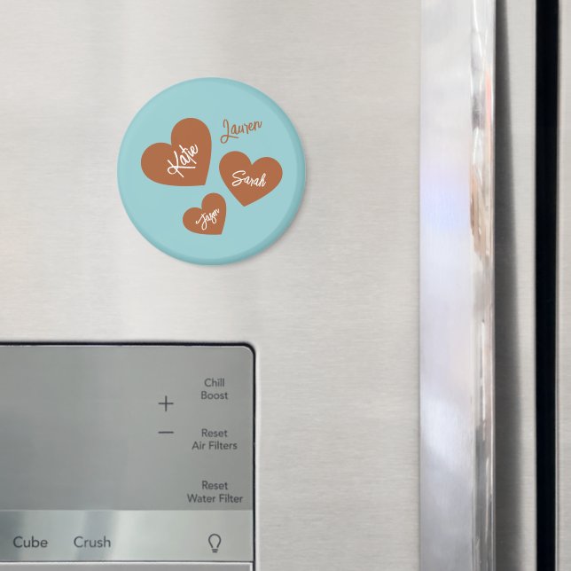 Imã Teal de Corações da Mãe Personalizada (In Situ (Fridge))