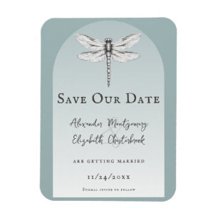 Ímã Teal Dragonfly Wedding