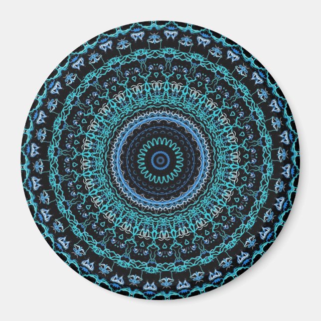 Imã Teal e Black Mandala (Frente)