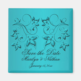 Imã Teal e Black Weding Favor Magnet