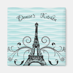 Imã Teal Eiffel Tower Flourish Magnet