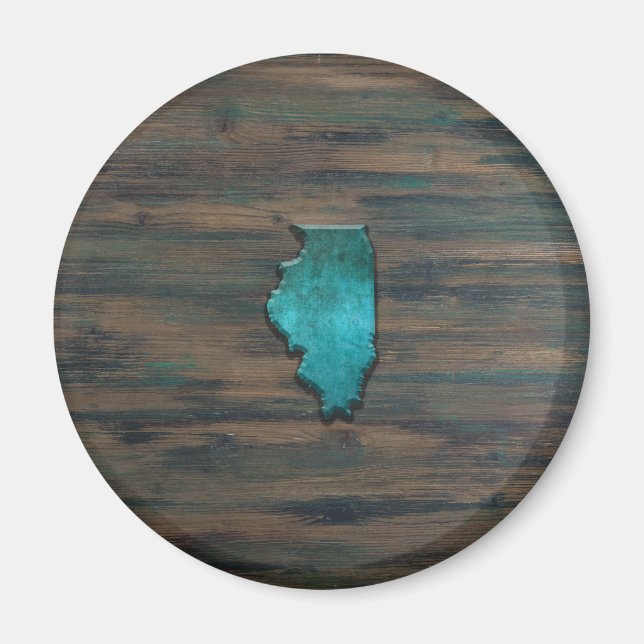 Imã Teal em forma de estado de Illinois (Frente)