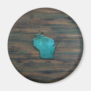 Imã Teal em forma de Wisconsin