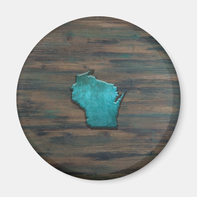 Imã Teal em forma de Wisconsin (Frente)