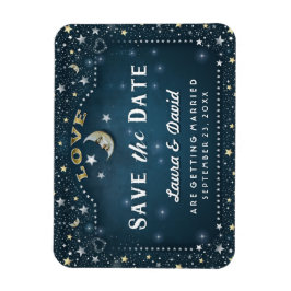 Ímã Teal Moon & Stars Imã salve a data
