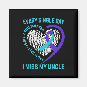 Imã Teal Purple Heart Tio Suicídio Sensibilização Prev