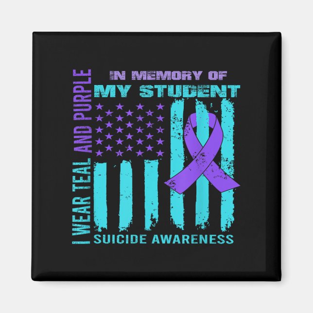 Imã Teal Purple Ribbon Suicide Awareness Flag Student  (Frente)