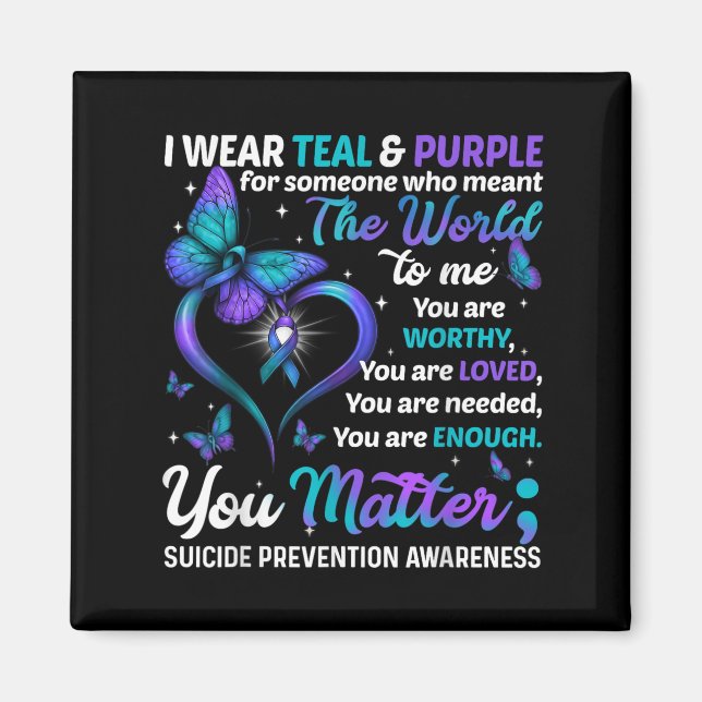 Imã Teal Purple You Suicide Prevention Awareness Month (Frente)