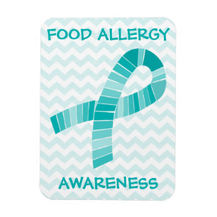 Ímã Teal Ribbon Comida Alergia Cevron