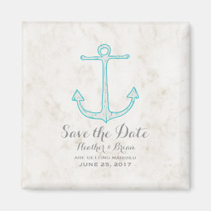 Imã Teal Rustic Anchor Salva a Data