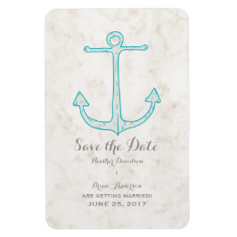Ímã Teal Rustic Anchor Salva a Data