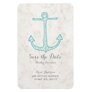 Ímã Teal Rustic Anchor Salva a Data