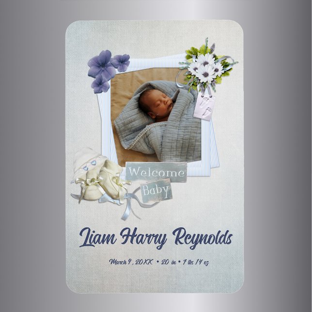 Ímã Teal Shabby Style Baby (Criador carregado)