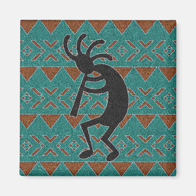 Imã Teal Southwestern Design Kokopelli (Frente)