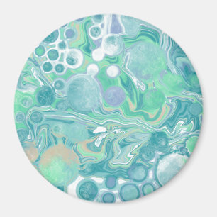 Imã Teal Verde Azul Marble Fluid Art