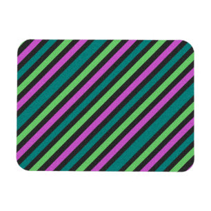 Ímã Teal, Verde limão, Brilhante Rosa-Quente Striped 