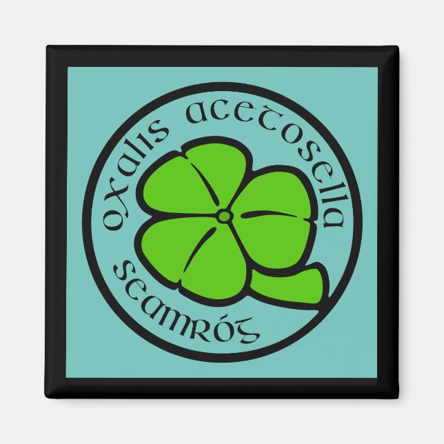 Imã Teal Verde Shamrock Saint Patrick's Day Floral Art (Frente)