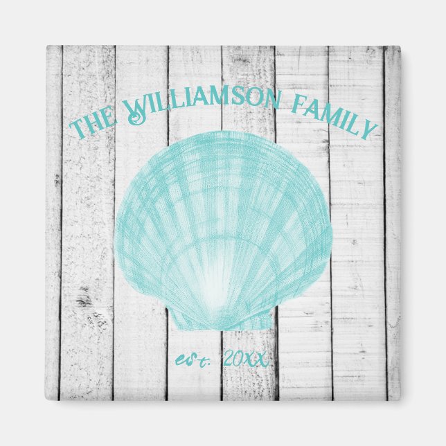 Imã Teal Vintage Scallop Shell Magnet (Frente)