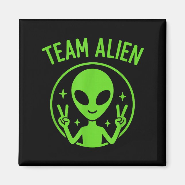Imã Team Alien – Funny Green Extraterrestrial Peace Si (Frente)