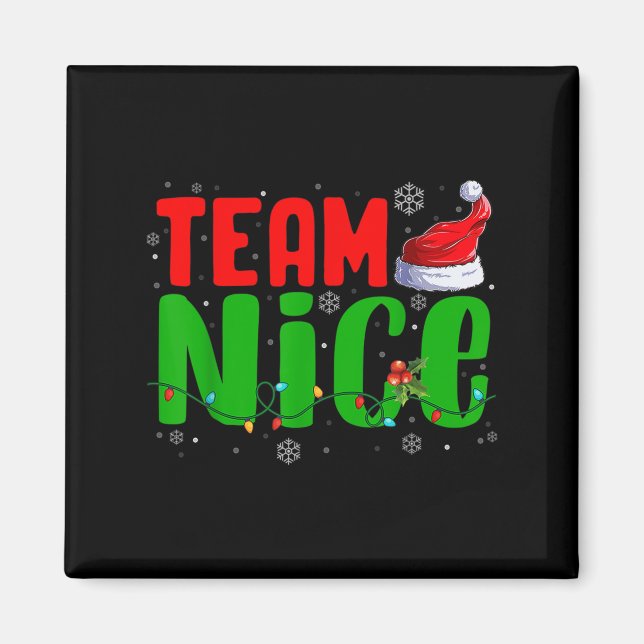 Imã Team Naughty Nice Santa Hat Funny Christmas Matchi (Frente)