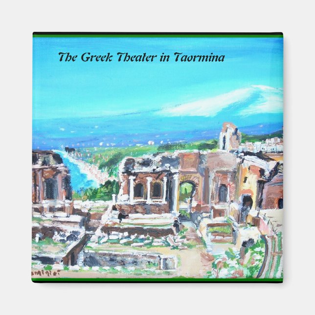 Imã Teatro grego em Taormina - Magnet (Frente)