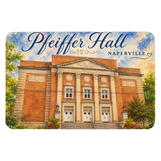 Ímã Teatro Pfeiffer Hall Naperville Illinois lembrança (Horizontal)