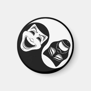 Imã Teatro Yin Yang Design - Máscaras de Comédia e Tra